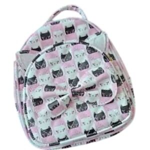 Pink Cats Bow Mini Backpack‎ Purse Cute Kawaii Small Bookbag Travel Bag